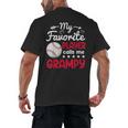My Favorite Player Calls Me Grampy Baseball Grampy Men's Back Print T-Shirt