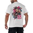Punk Girl With Anger Kanji And Baseball Bat Men's Back Print T-Shirt