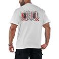 Retro Checkered Tired But Caffeinated Baseball Mom Leopard Men's Back Print T-Shirt
