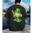 Baseball Player Ice Cream Drip Shamrocks St Patrick's Day Men's Back Print T-Shirt Baseball Player Ice Cream Drip Shamrocks St Patrick's Day Men's Back Print T-Shirt