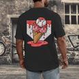 Baseball Ice Cream Drip Baseball Strawberry For Youth Red Men's Back Print T-Shirt
