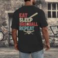 Eat Sleep Baseball Repeat Bat Ball Player Fan Men's Back Print T-Shirt Eat Sleep Baseball Repeat Bat Ball Player Fan Men's Back Print T-Shirt