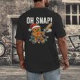 Oh Snap Gingerbreadman Christmas Baseball Humor Men's Back Print T-Shirt