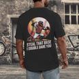 Steal That Base I Double Dare You Baseball Catcher Men's Back Print T-Shirt Steal That Base I Double Dare You Baseball Catcher Men's Back Print T-Shirt
