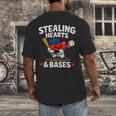 Stealing Hearts & Bases Valentine’s Day Baseball Love Men's Back Print T-Shirt