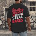 Stealing Hearts Like I Steal Bases Cute Baseball Valentine Men's Back Print T-Shirt