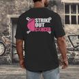 Strike Out Cancer Breast Cancer Awareness Baseball Warrior Men's Back Print T-Shirt Strike Out Cancer Breast Cancer Awareness Baseball Warrior Men's Back Print T-Shirt
