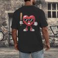 Valentines Day Heart Playing Baseball Boys Men Kids Girls Men's Back Print T-Shirt