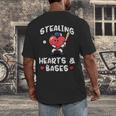 Women's Valentines Day Baseball Stealing Hearts Bases Boys Kids Men Men's Back Print T-Shirt
