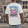Gender Reveal Baseball Or Bows Daddy Loves You Men's Back Print T-Shirt Gender Reveal Baseball Or Bows Daddy Loves You Men's Back Print T-Shirt
