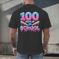 100 Days Of School Baseball Dripping Ice Cream 100th Day Men's Back Print T-Shirt