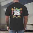 16th Birthday Baseball Drip Number 16 Year Old Birthday Boy Men's Back Print T-Shirt 16th Birthday Baseball Drip Number 16 Year Old Birthday Boy Men's Back Print T-Shirt