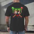 Baseball Ice Cream Drip Number 67 Player 6 7 Christmas Pjs Men's Back Print T-Shirt
