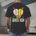 Bonus Mom Of Both Half Baseball Softball Ice Cream Drip Men's Back Print T-Shirt Bonus Mom Of Both Half Baseball Softball Ice Cream Drip Men's Back Print T-Shirt
