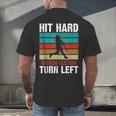 Retro Hit Hard Run Fast Turn Left Baseball Lover Men's Back Print T-Shirt Retro Hit Hard Run Fast Turn Left Baseball Lover Men's Back Print T-Shirt