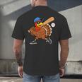 Turkey Baseball Thanksgiving Sports Humor Men Boy Kids Men's Back Print T-Shirt