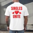 Singles Unite Valentines Day Humor For Singles Raglan Baseball Tee Men's Back Print T-Shirt