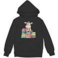 Adorable Donkey With Heart Sitting On Colorful Book Stack Unisex Hoodie