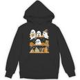 Cute Halloween Ghost Bookshelf Cat Book Lover Unisex Hoodie