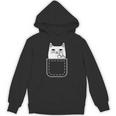 中指 猫 ポケット 面白い 漫画 猫 ホワイト プレミアム パーカー