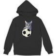 面白い猫サッカーボールグラフィック子猫のスポーツ愛好家のコスチューム パーカー