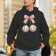 Baseball Girls Women Coquette Pink Bow Baseball Unisex Hoodie