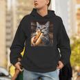 面白い猫を食べるホットドッグtシャツ リアルなタビーキャットフード ユーモア パーカー