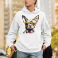 黄色のメガネを着たチワワ 明るい色 パーカー