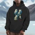 Arctic Animals コラージュ シロフクロウ キツネアザラシ ツノメ パーカー