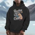 Book Lover Reading Makes Me Cappy Pun Capybara Reading Unisex Hoodie