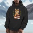 Llama Reading Book Graphic Llama With Book Floral Unisex Hoodie