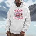Books Are My Love Language Retro Bookworm Flowers Valentine Unisex Hoodie