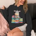Adorable Donkey With Heart Sitting On Colorful Book Stack Unisex Hoodie