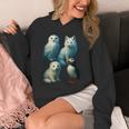Arctic Animals コラージュ シロフクロウ キツネアザラシ ツノメ パーカー