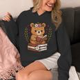 Bear Reading Book Graphic Bear With Book Floral Unisex Hoodie