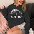 Bite Me フィッシングルアー グラフィックイメージ スカル フィッシュ スケルトン メンズ パーカー