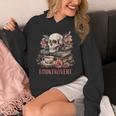 Booktrovert Skull Books Tea Flower Gothic Bookworm Bookish Unisex Hoodie