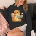 Capybara Reading a Book With Bubble Tea Unisex Hoodie