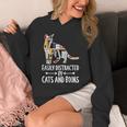 Easily Distracted By Cats And Books Reader Cat Lovers For Men Women Girls Kids Unisex Hoodie
