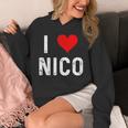I Love Nico ハート アンティーク調 パーカー
