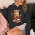 Owl Reading Book Graphic Owl With Book Floral Unisex Hoodie Owl Reading Book Graphic Owl With Book Floral Unisex Hoodie