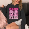Pink Leopard Read Coquette Bow Girls Retro Groovy Reading Unisex Hoodie