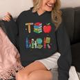 Teacher School Supplies Apple Books Pencil Globe Crayon Unisex Hoodie