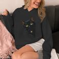こっそり猫 物陰からじっと見つめる黒猫デザイン 長袖tシャツ パーカー