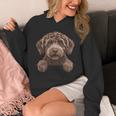 ブラウン ラブラドゥードル かわいい 覗き見 落書き 子犬 犬 長袖tシャツ パーカー