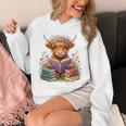 Highland Cow Book Floral Bookworm Librarian Cute Easter Day Unisex Hoodie Highland Cow Book Floral Bookworm Librarian Cute Easter Day Unisex Hoodie