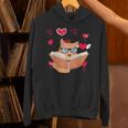 Book Nerd Heart Library Cat Bookworm Animal Pet Book Reading Unisex Hoodie
