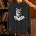 Cat Bookworm Reading Book Graphic Unisex Hoodie