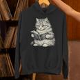 Cute Cat Reading Book Classic Bookworm Animal Pet Lover Unisex Hoodie