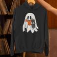 Cute Ghost Cat Reading Book Spooky Season Halloween Costume Unisex Hoodie